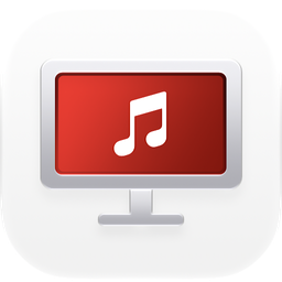 The AudioPaper icon: a red display with a white music note on it.