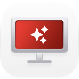 The AutoPaper icon: a red display with three white sparkles on it.